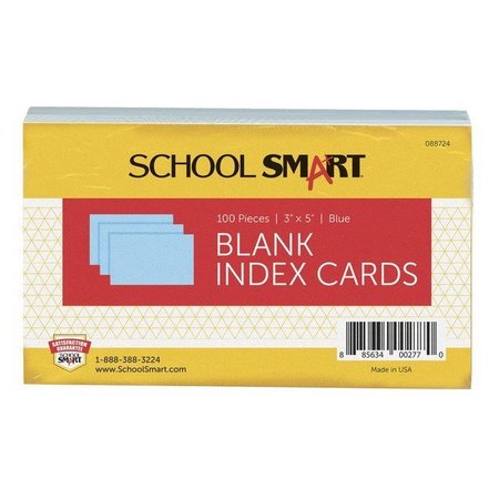 SCHOOL SMART INDEX CARD 3X5 PLAIN BLUE PACK OF 100 PK IND35BL